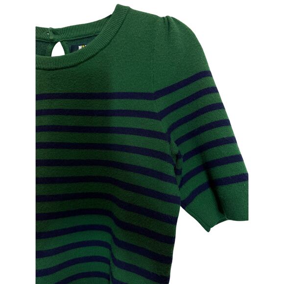 Maeve By Anthropologie Harmon Sweater Tee Green-Blue Stripes Short Sleeve Sz XS - Picture 5 of 10